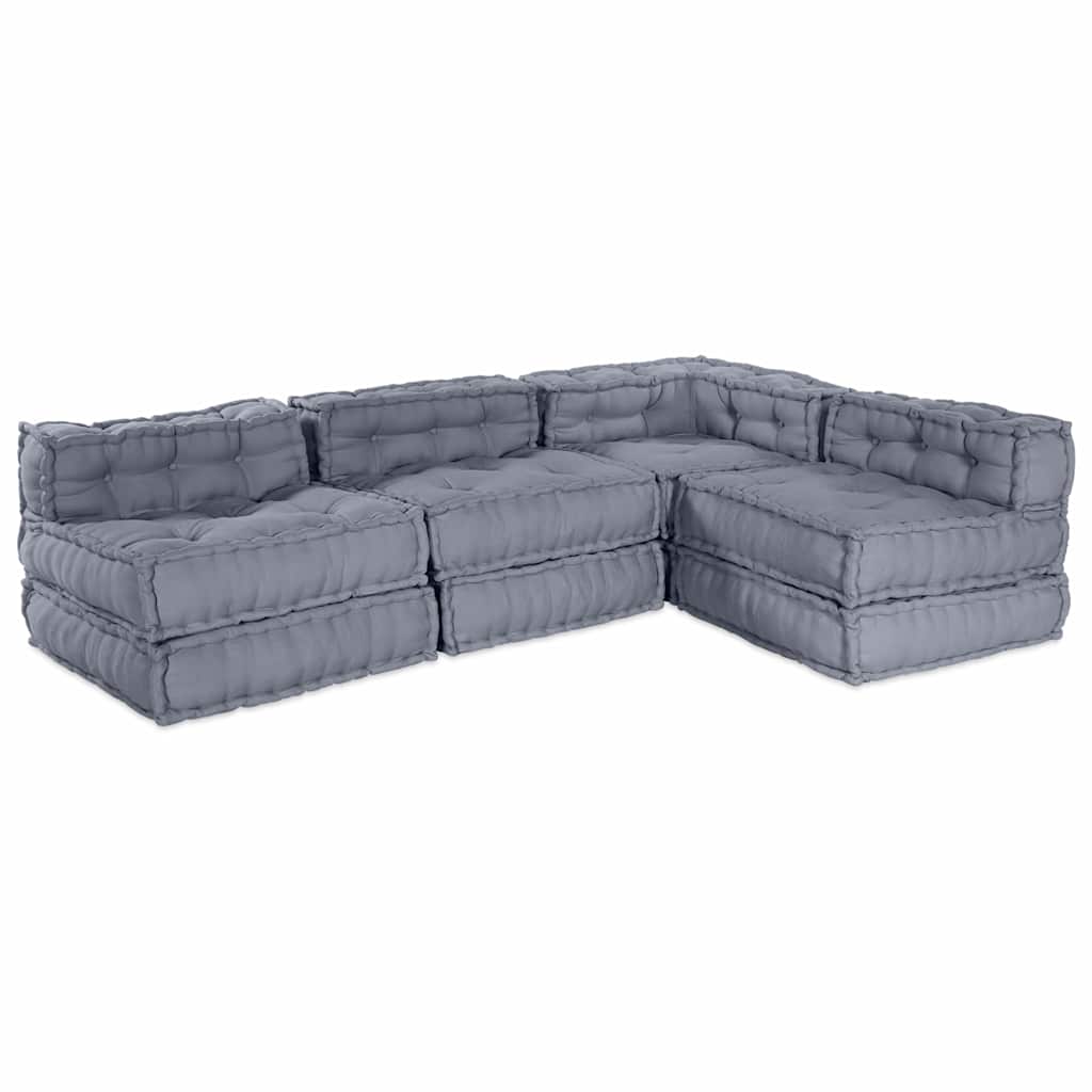 Modulair Sofabet 4 pcs Grijs Stof is nu te koop bij PeponiXL, paradijselijk wonen!