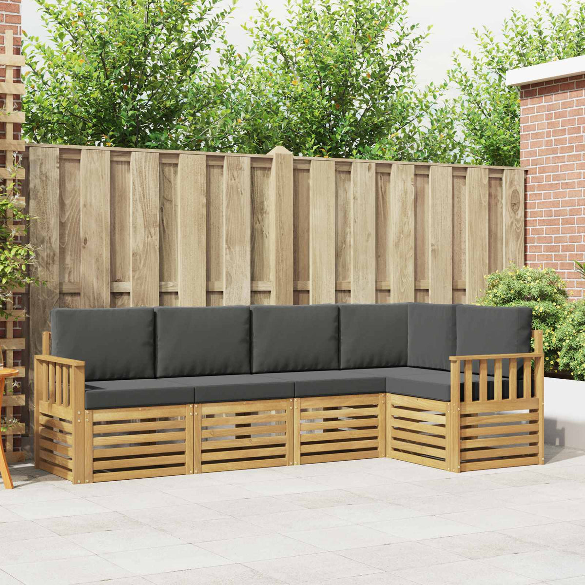 Buiten bankenset 5 pcs Wit en antracietkleurig is nu te koop bij PeponiXL, paradijselijk wonen!