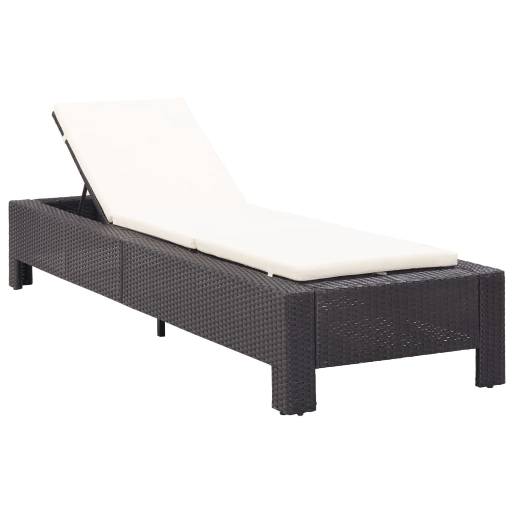 Ligbed met kussen poly rattan zwart is nu te koop bij PeponiXL, paradijselijk wonen!