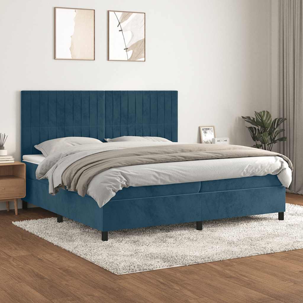 Boxspring met matras fluweel donkerblauw 200x200 cm is nu te koop bij PeponiXL, paradijselijk wonen!