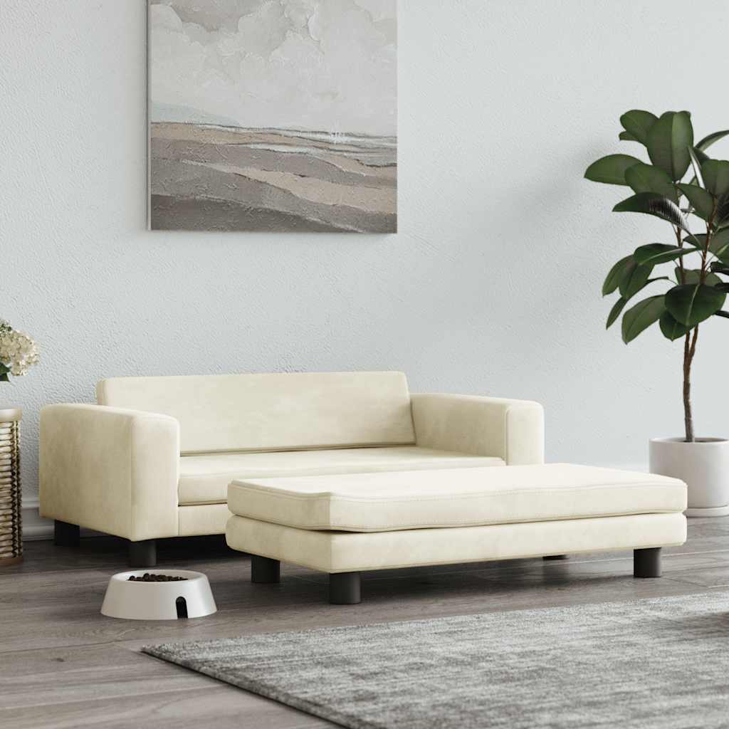 Hondenmand met verlengstuk 100x50x30 cm fluweel crèmekleurig is nu te koop bij PeponiXL, paradijselijk wonen!