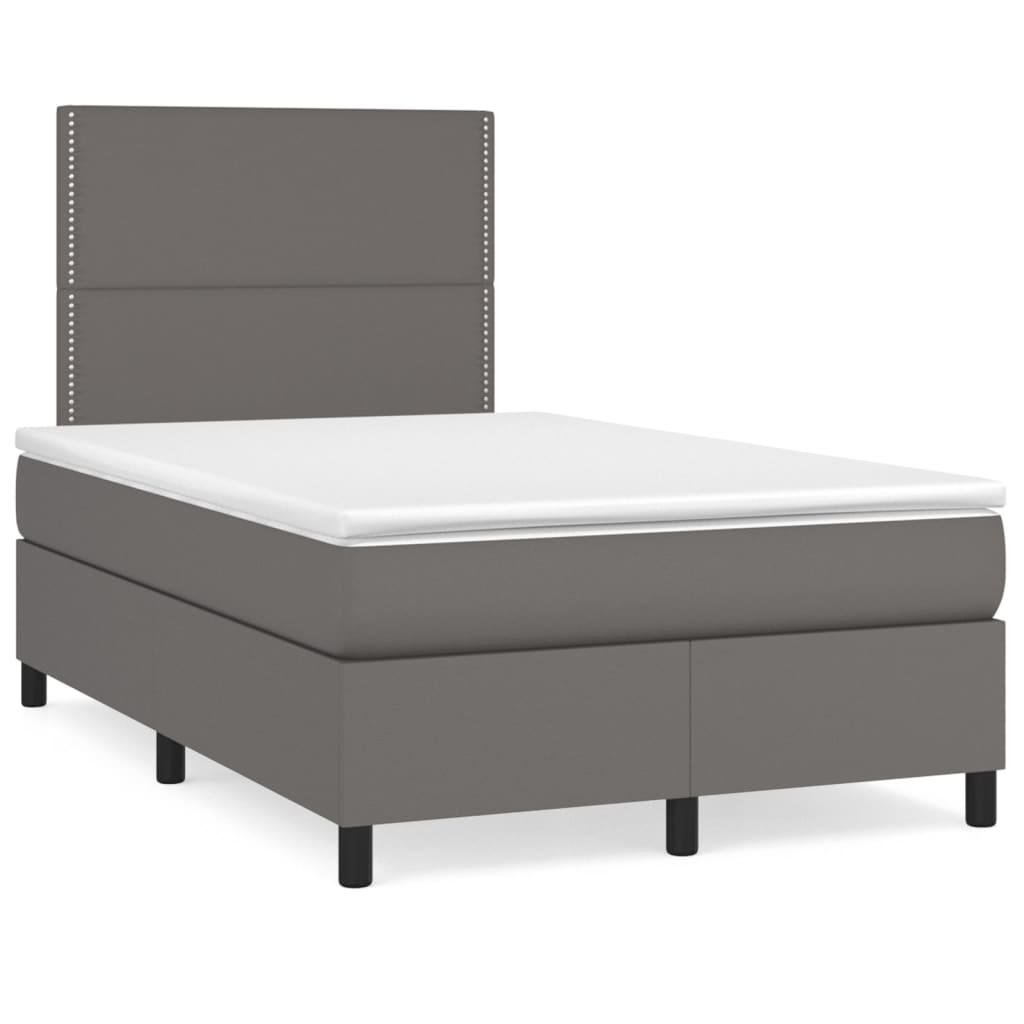 Boxspring met matras en LED kunstleer grijs 120x190 cm is nu te koop bij PeponiXL, paradijselijk wonen!