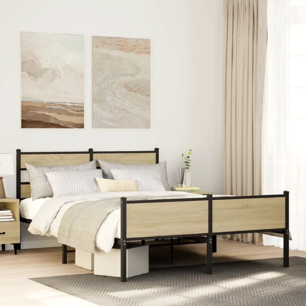 Bedframe zonder matras hout sonoma eikenkleurig 137x190 cm is nu te koop bij PeponiXL, paradijselijk wonen!