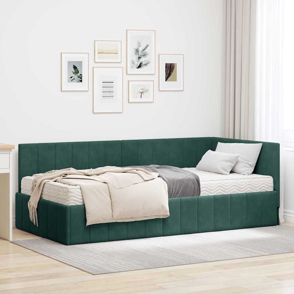 Hoekbedframe met Matras met hoofdeinde 2 pcs Groen Fluweel is nu te koop bij PeponiXL, paradijselijk wonen!