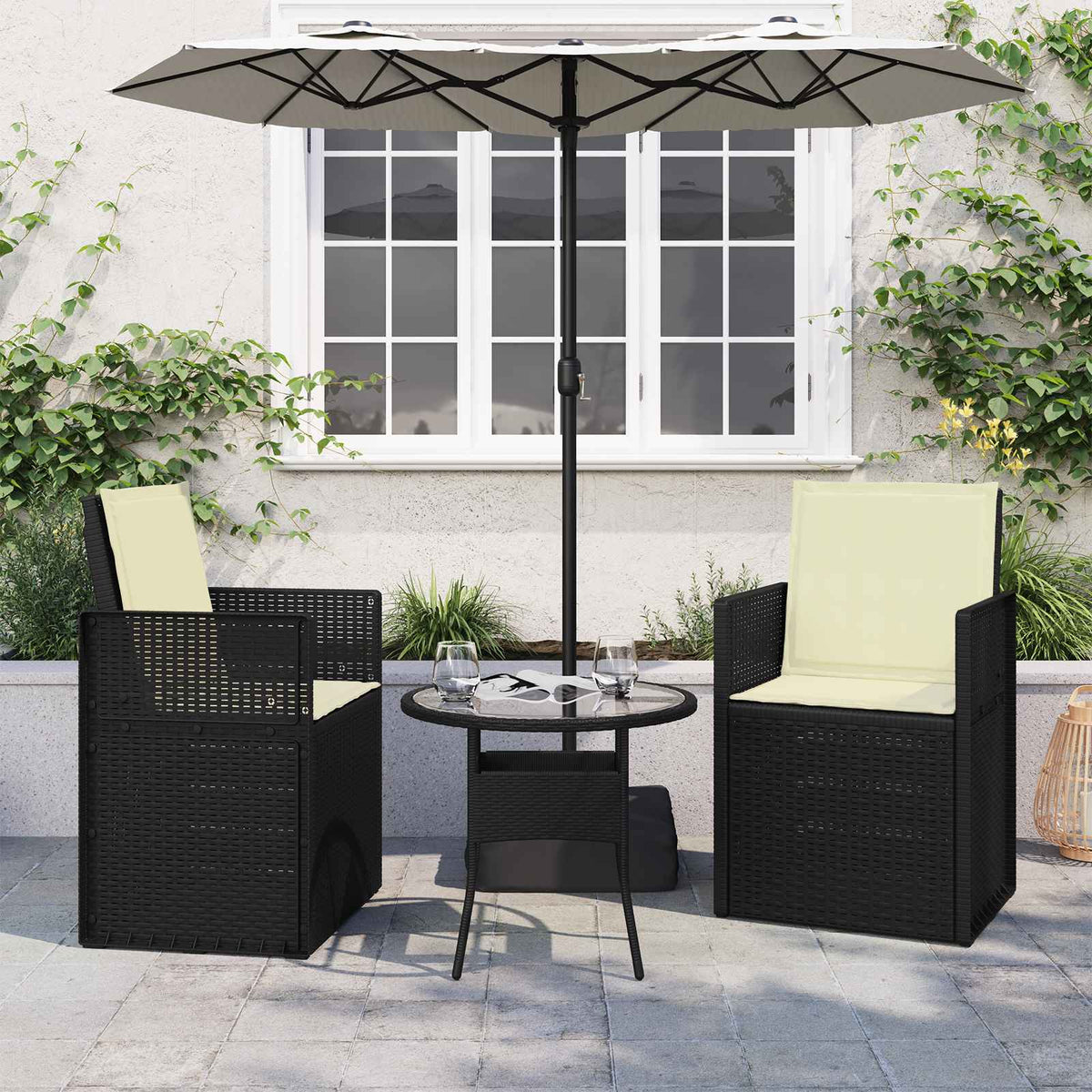 Zit- en Rugkussens 2 pcs Crèmekleurig 47 x 45 x 2 cm Polyester is nu te koop bij PeponiXL, paradijselijk wonen!