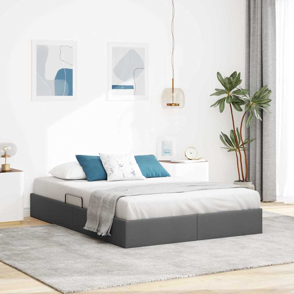Opslag bed met hoofdeinde Donkergrijs 135 x 190 cm Stof is nu te koop bij PeponiXL, paradijselijk wonen!
