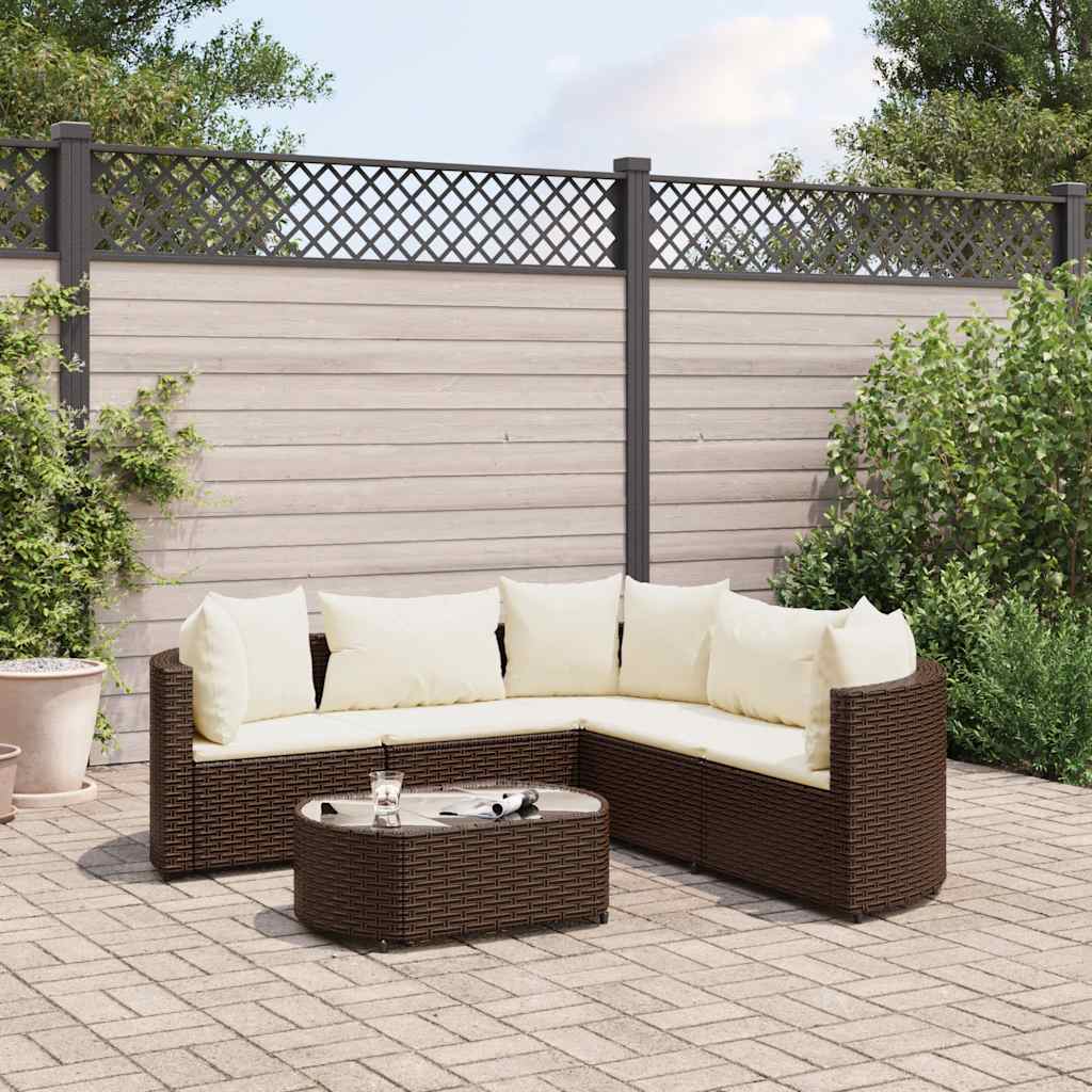 6-delige Loungeset met kussens poly rattan bruin is nu te koop bij PeponiXL, paradijselijk wonen!