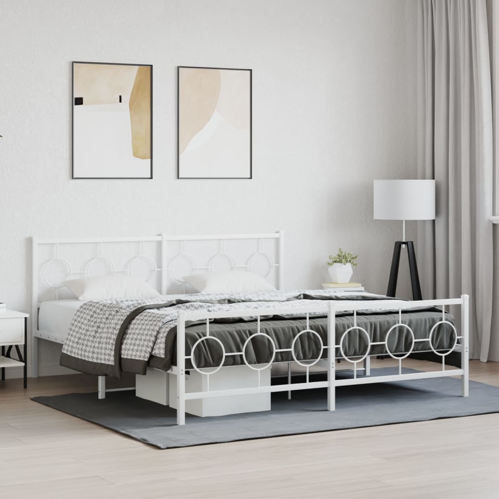 Bedframe met hoofd- en voeteneinde metaal wit 183x213 cm is nu te koop bij PeponiXL, paradijselijk wonen!