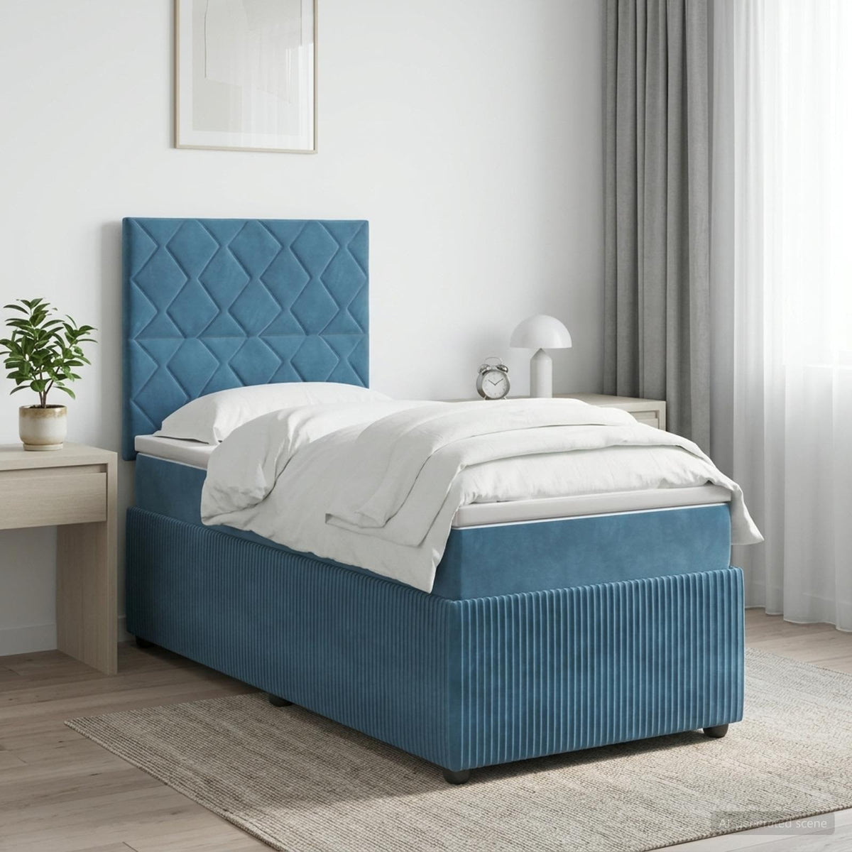 Boxspringbed met matras Blauw 90 x 190 cm Fluweel is nu te koop bij PeponiXL, paradijselijk wonen!