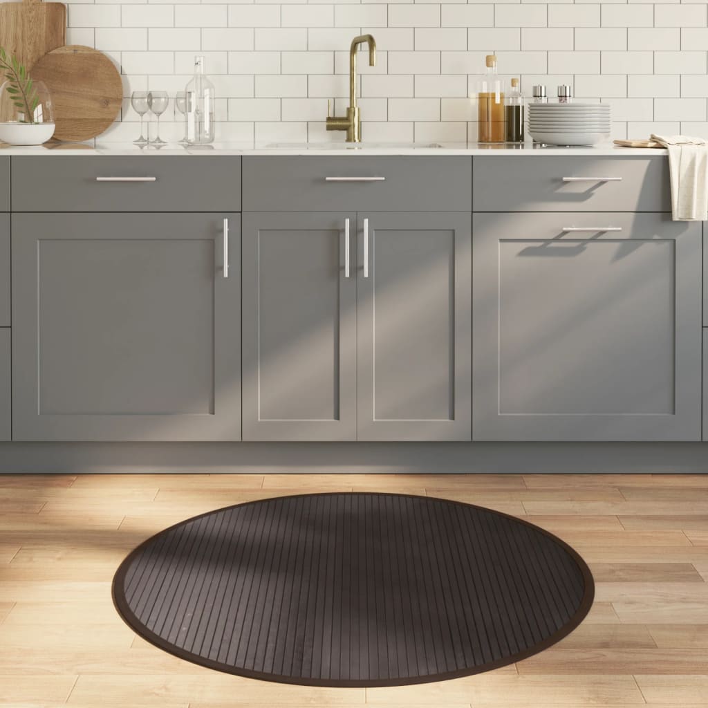 Vloerkleed rond 100 cm bamboe donkerbruin is nu te koop bij PeponiXL, paradijselijk wonen!