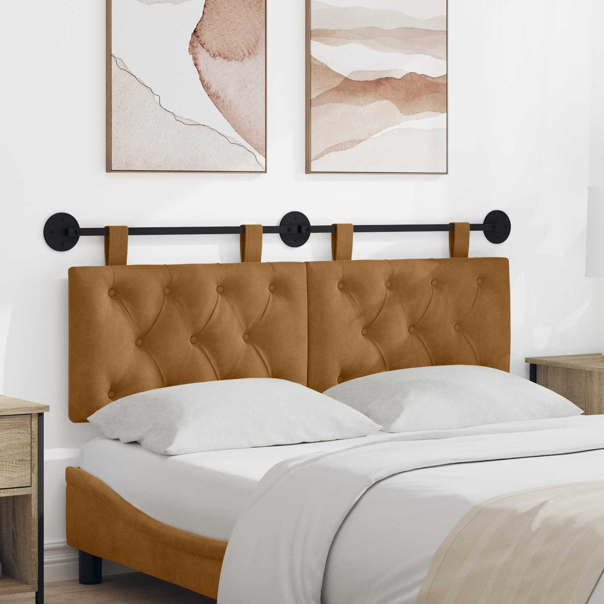 Hangend hoofdbord Bruin Fluweel is nu te koop bij PeponiXL, paradijselijk wonen!