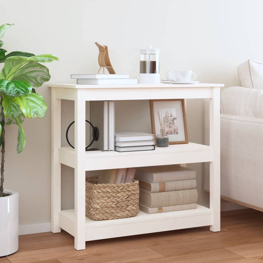 Wandtafel 80x40x74 cm massief grenenhout wit is nu te koop bij PeponiXL, paradijselijk wonen!