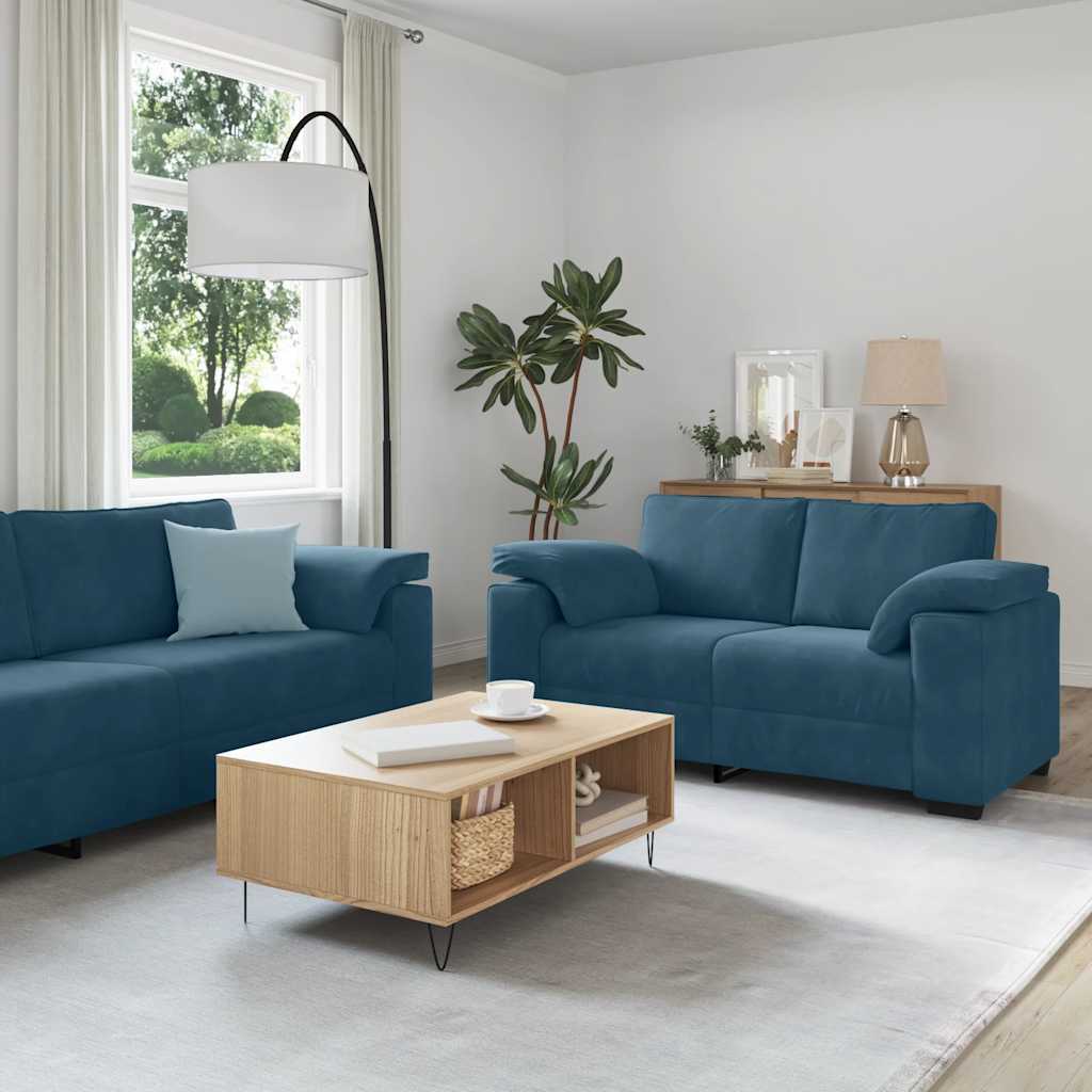 3-delige Loungeset met kussens fluweel blauw is nu te koop bij PeponiXL, paradijselijk wonen!