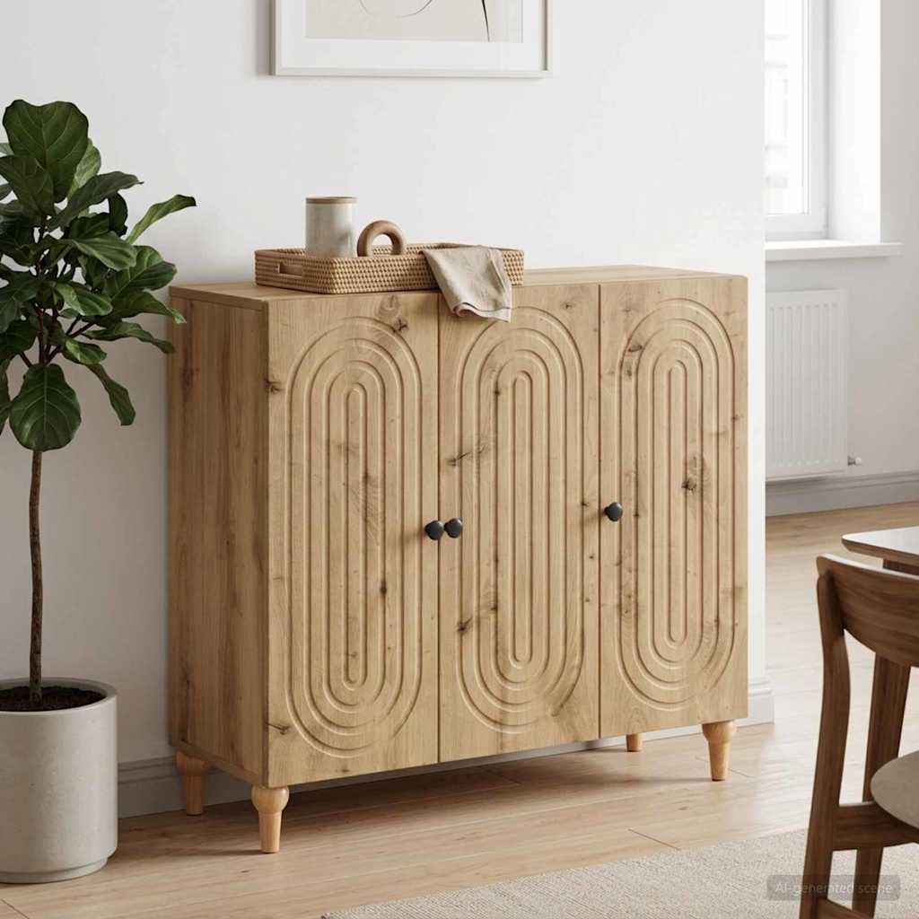 Dressoir Artisanaal eiken 89 x 34,5 x 80 cm Bewerkt hout is nu te koop bij PeponiXL, paradijselijk wonen!
