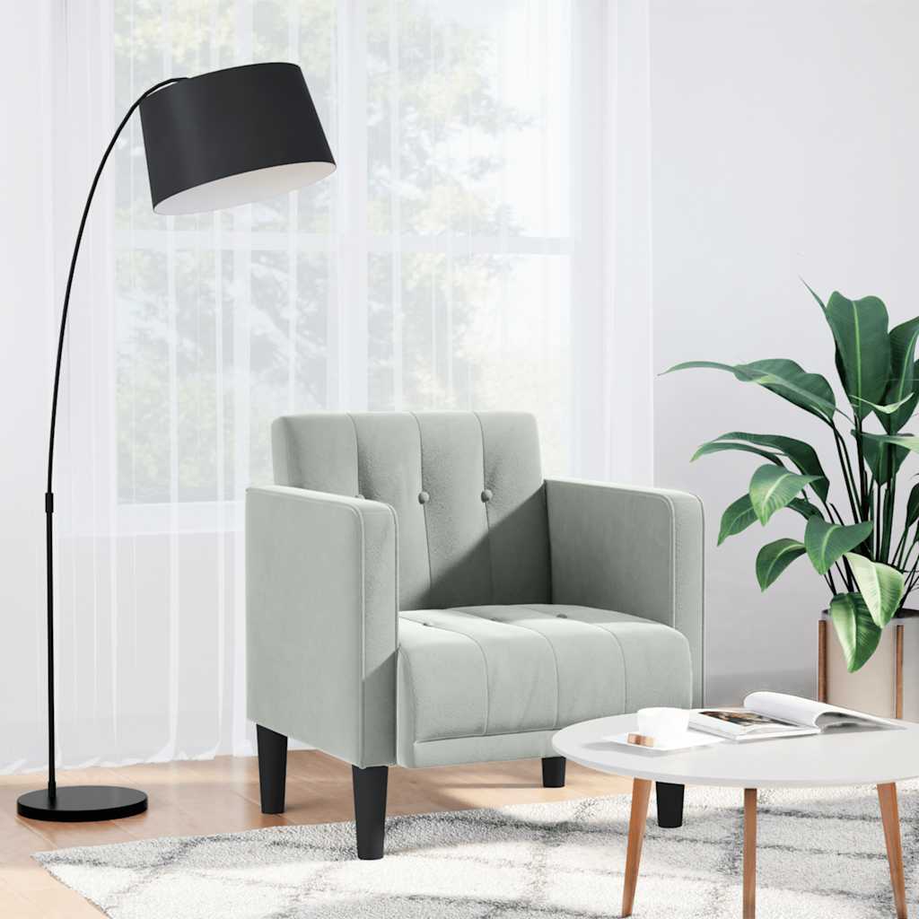 Fauteuil met armleuningen Lichtgrijs 53 cm Fluweel is nu te koop bij PeponiXL, paradijselijk wonen!