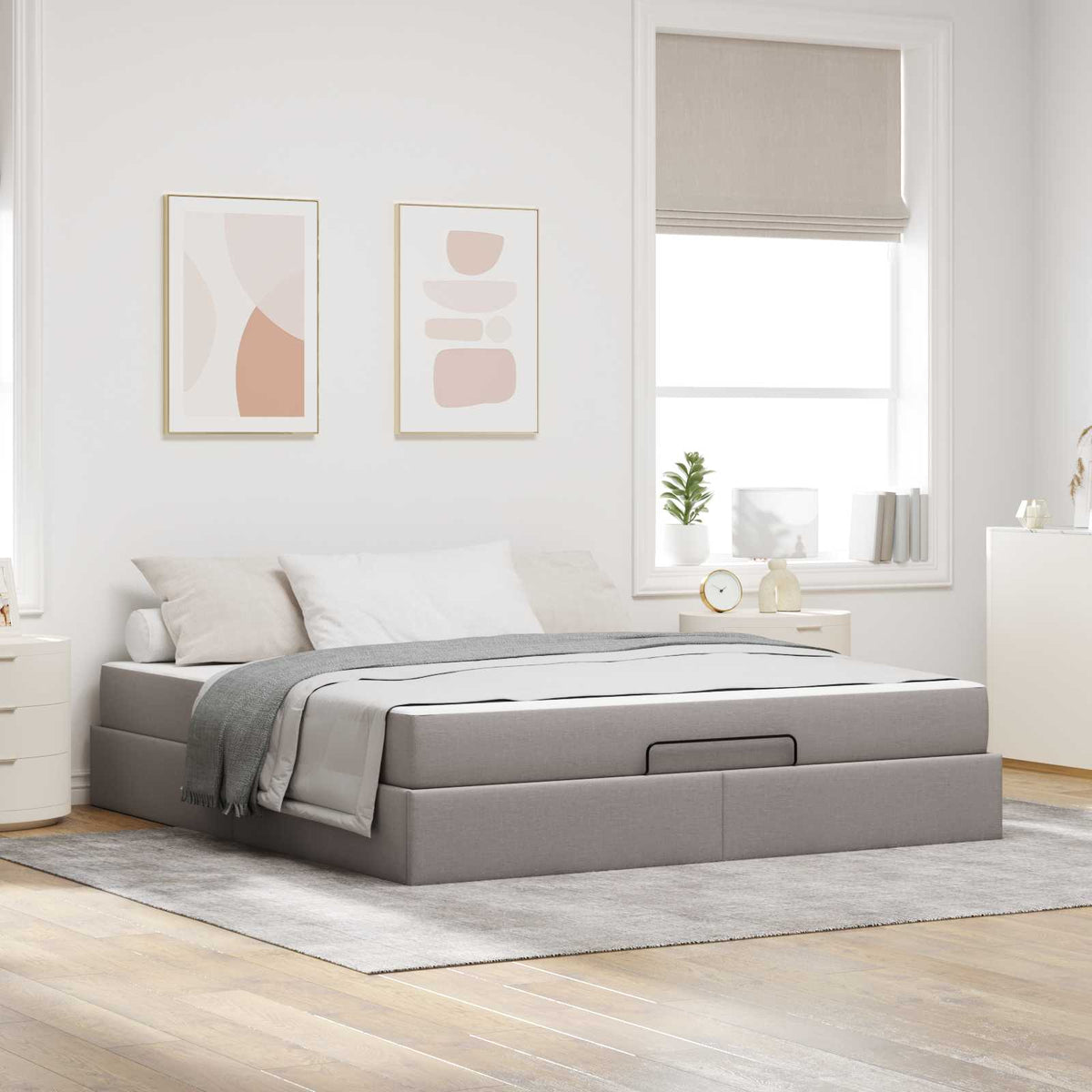 Bedframe met matras 2 pcs Taupe Stof is nu te koop bij PeponiXL, paradijselijk wonen!