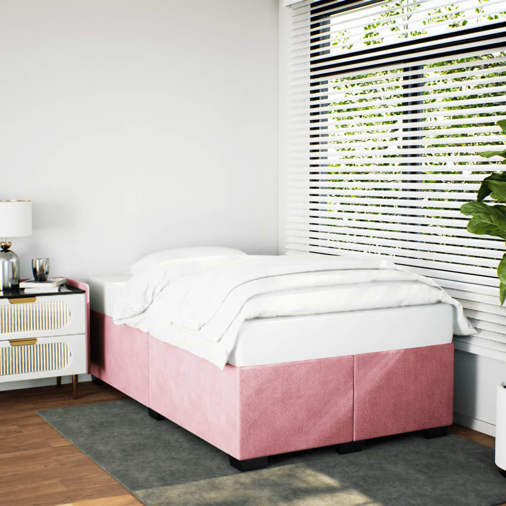 Bedframe zonder matras 120x190 cm fluweel roze is nu te koop bij PeponiXL, paradijselijk wonen!