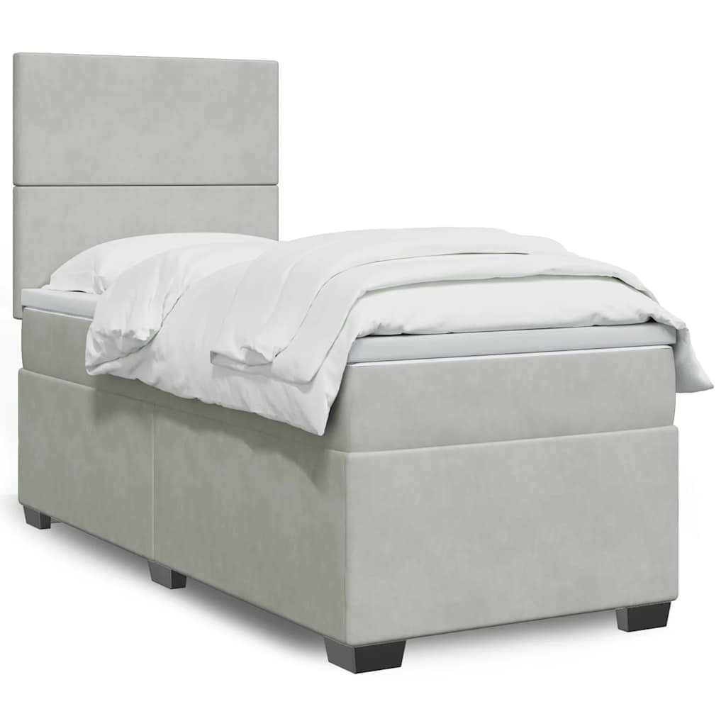 Boxspring met matras fluweel lichtgrijs 100x200 cm is nu te koop bij PeponiXL, paradijselijk wonen!