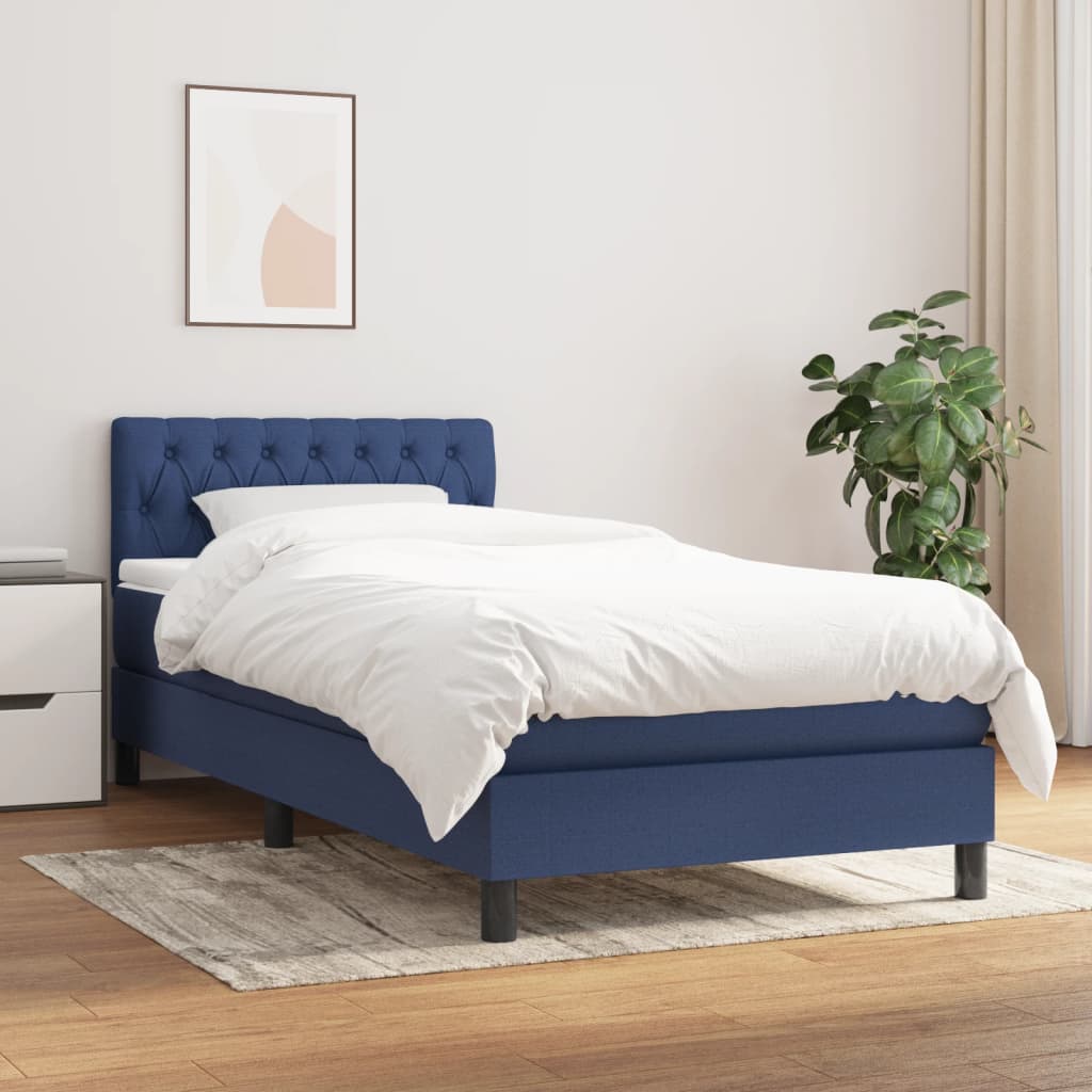 Boxspring met matras stof blauw 90x200 cm is nu te koop bij PeponiXL, paradijselijk wonen!