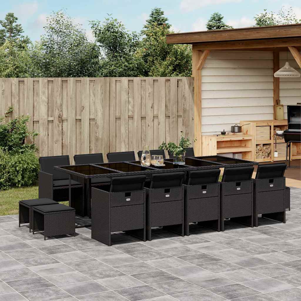 15-delige Tuinset met kussens poly rattan zwart is nu te koop bij PeponiXL, paradijselijk wonen!