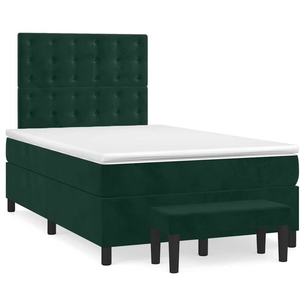 Boxspring met matras fluweel donkergroen 120x190 cm is nu te koop bij PeponiXL, paradijselijk wonen!