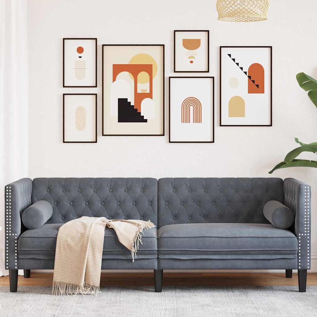 Bank Donkergrijs 194 x 74,5 x 70,5 cm Fluweel is nu te koop bij PeponiXL, paradijselijk wonen!