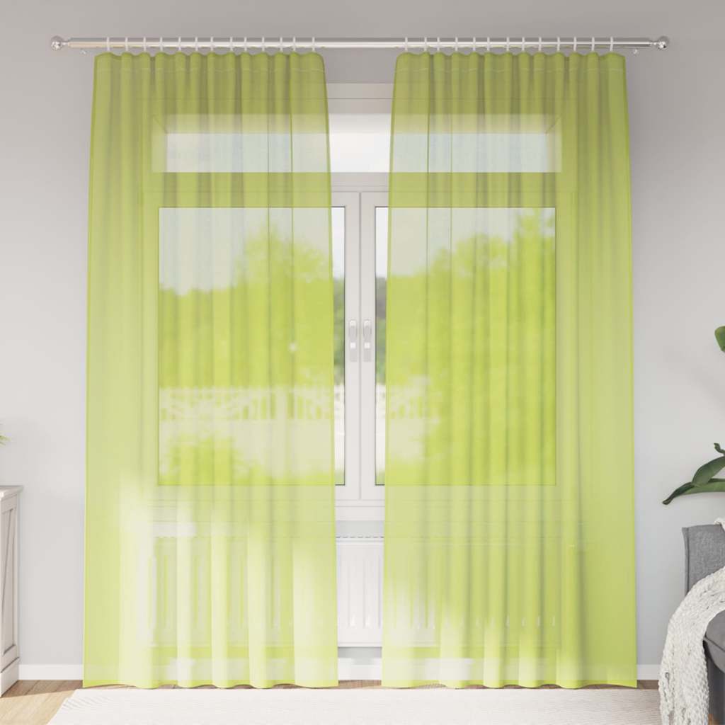 Gordijnen voile met roedezakken 2 st appelgroen is nu te koop bij PeponiXL, paradijselijk wonen!