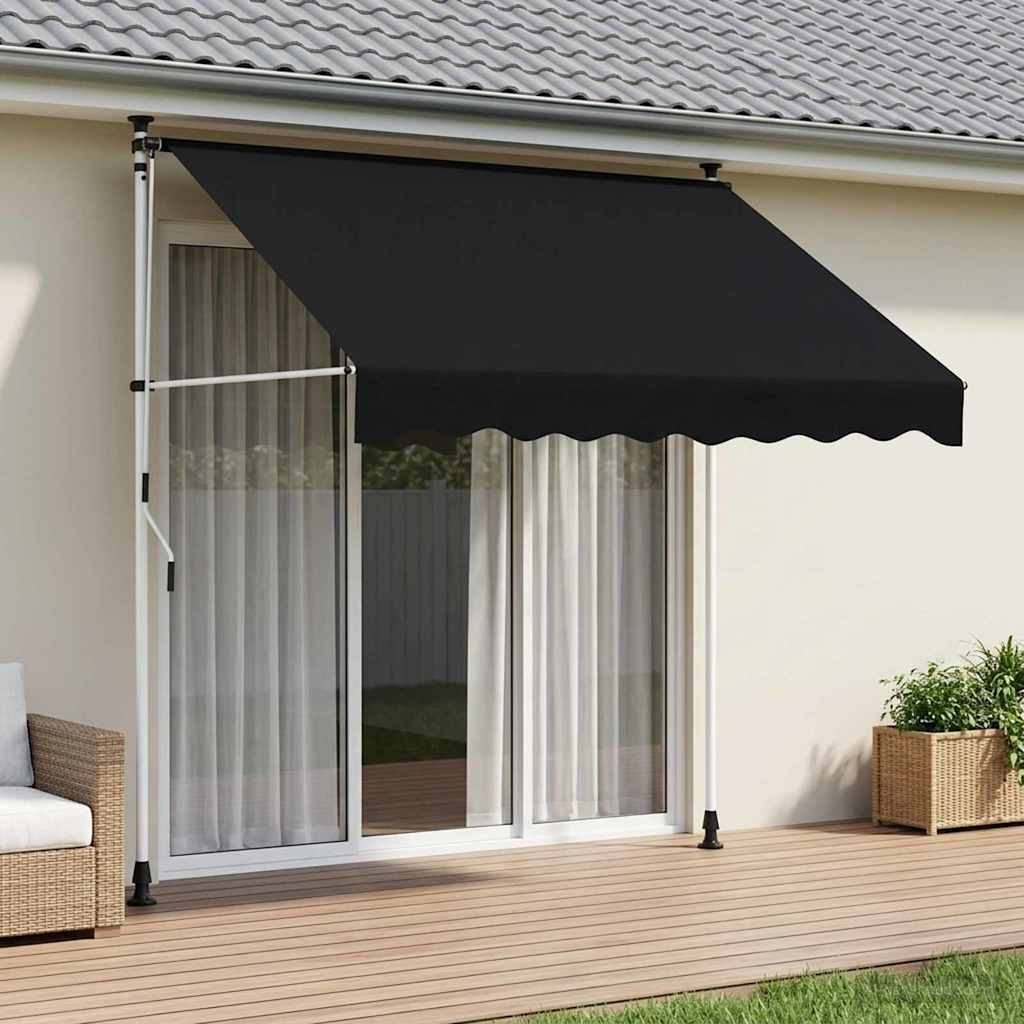 Handmatig uitschuifbare luifel Zwart 150 cm is nu te koop bij PeponiXL, paradijselijk wonen!
