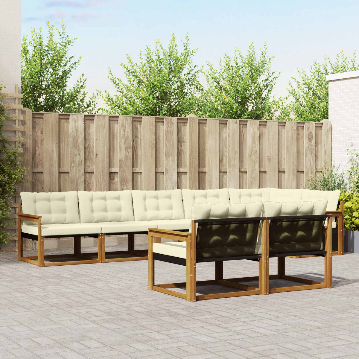 Buiten bankenset met kussen 8 pcs Natuurlijk en Crème is nu te koop bij PeponiXL, paradijselijk wonen!