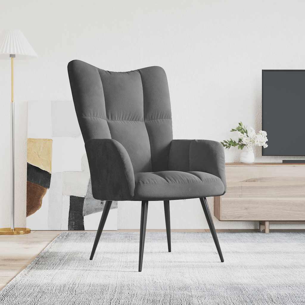 Relaxstoel fluweel donkergrijs is nu te koop bij PeponiXL, paradijselijk wonen!
