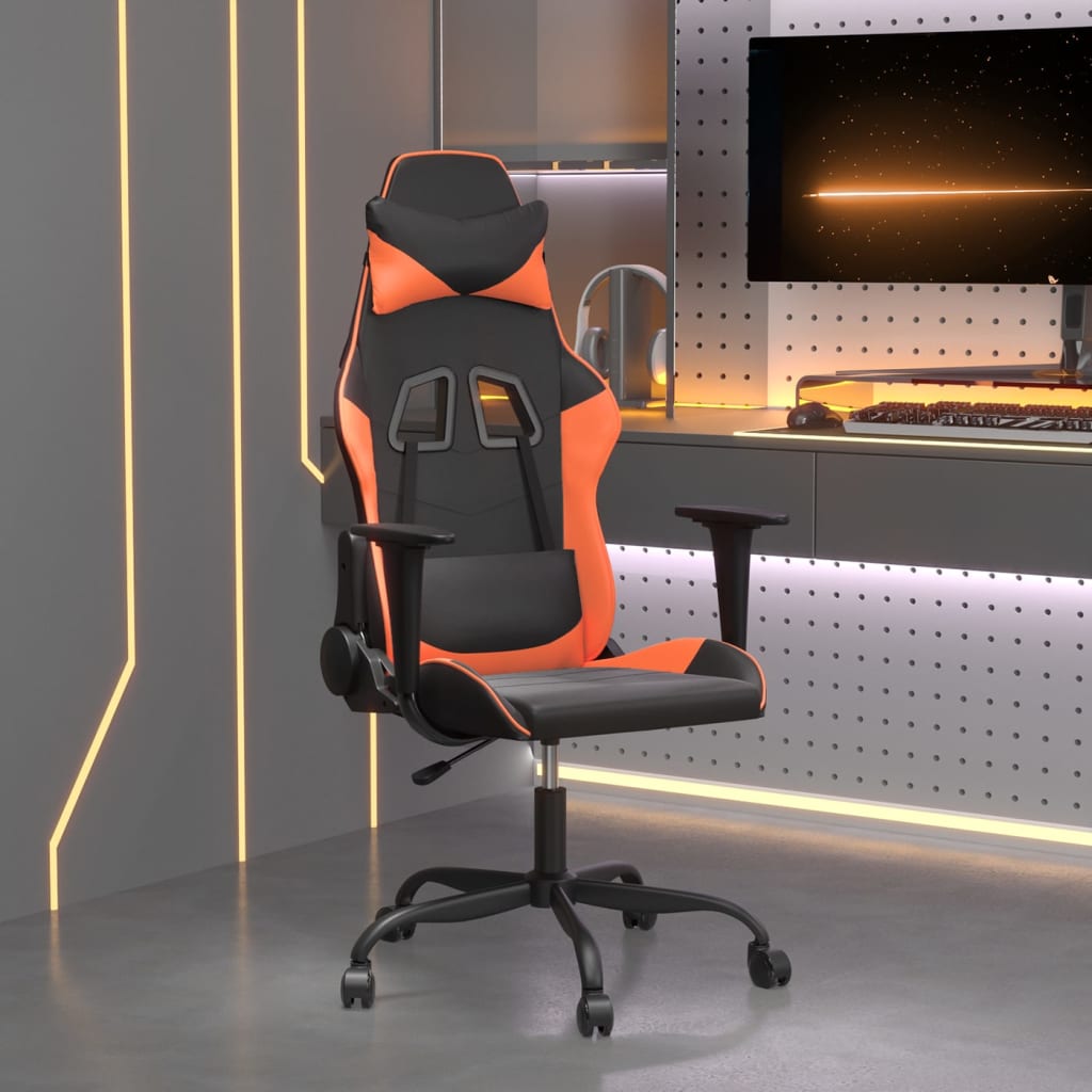 Gamestoel kunstleer zwart en oranje is nu te koop bij PeponiXL, paradijselijk wonen!