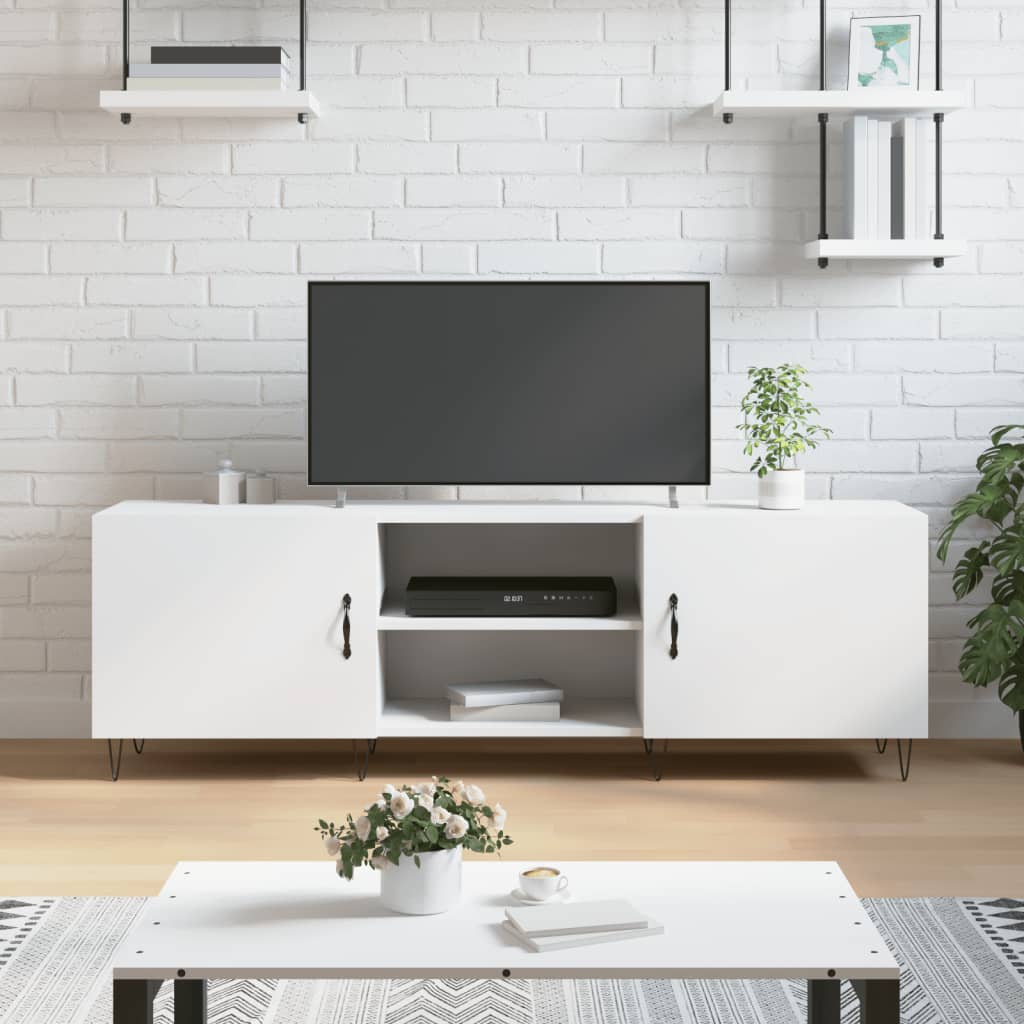 Tv-meubel 150x30x50 cm bewerkt hout wit is nu te koop bij PeponiXL, paradijselijk wonen!