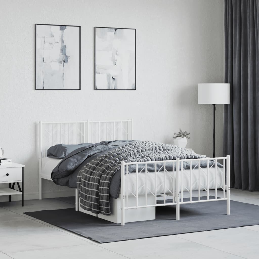 Bedframe met hoofd- en voeteneinde metaal wit 120x200 cm is nu te koop bij PeponiXL, paradijselijk wonen!