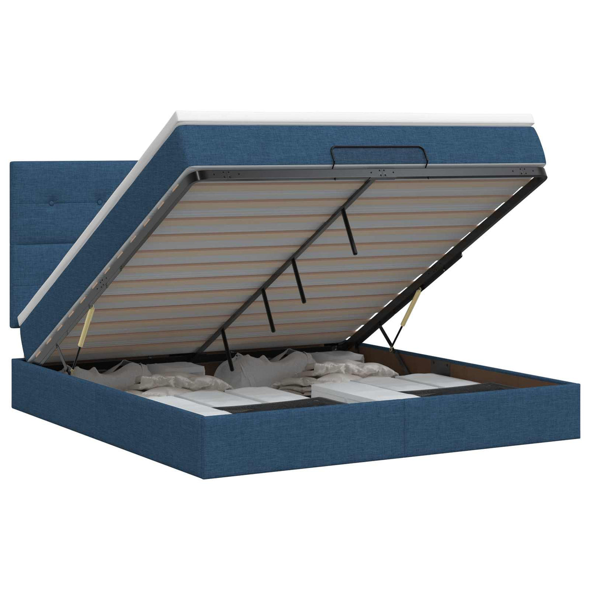 Ottoman bed met matras met hoofdeinde Blauw 140 x 190 cm Stof is nu te koop bij PeponiXL, paradijselijk wonen!
