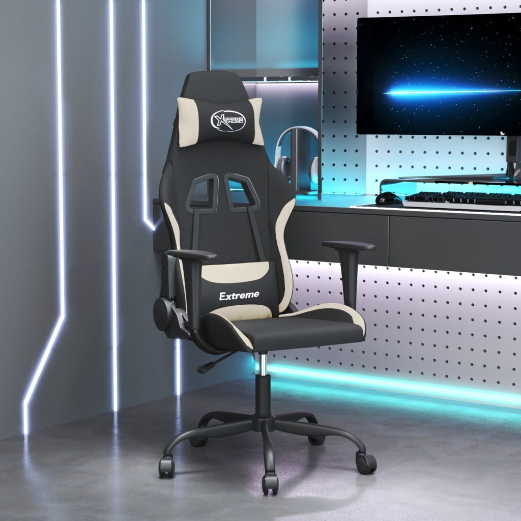 Gamestoel stof zwart en crème is nu te koop bij PeponiXL, paradijselijk wonen!