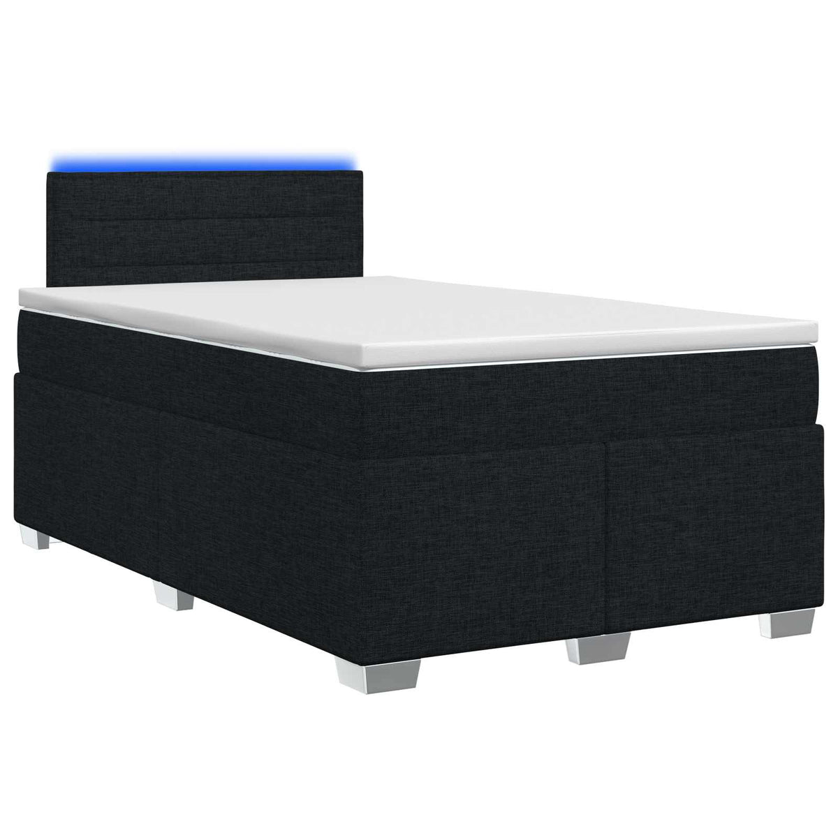 Boxspring Bed met Matras en LED Zwart 120 x 200 cm Stof is nu te koop bij PeponiXL, paradijselijk wonen!