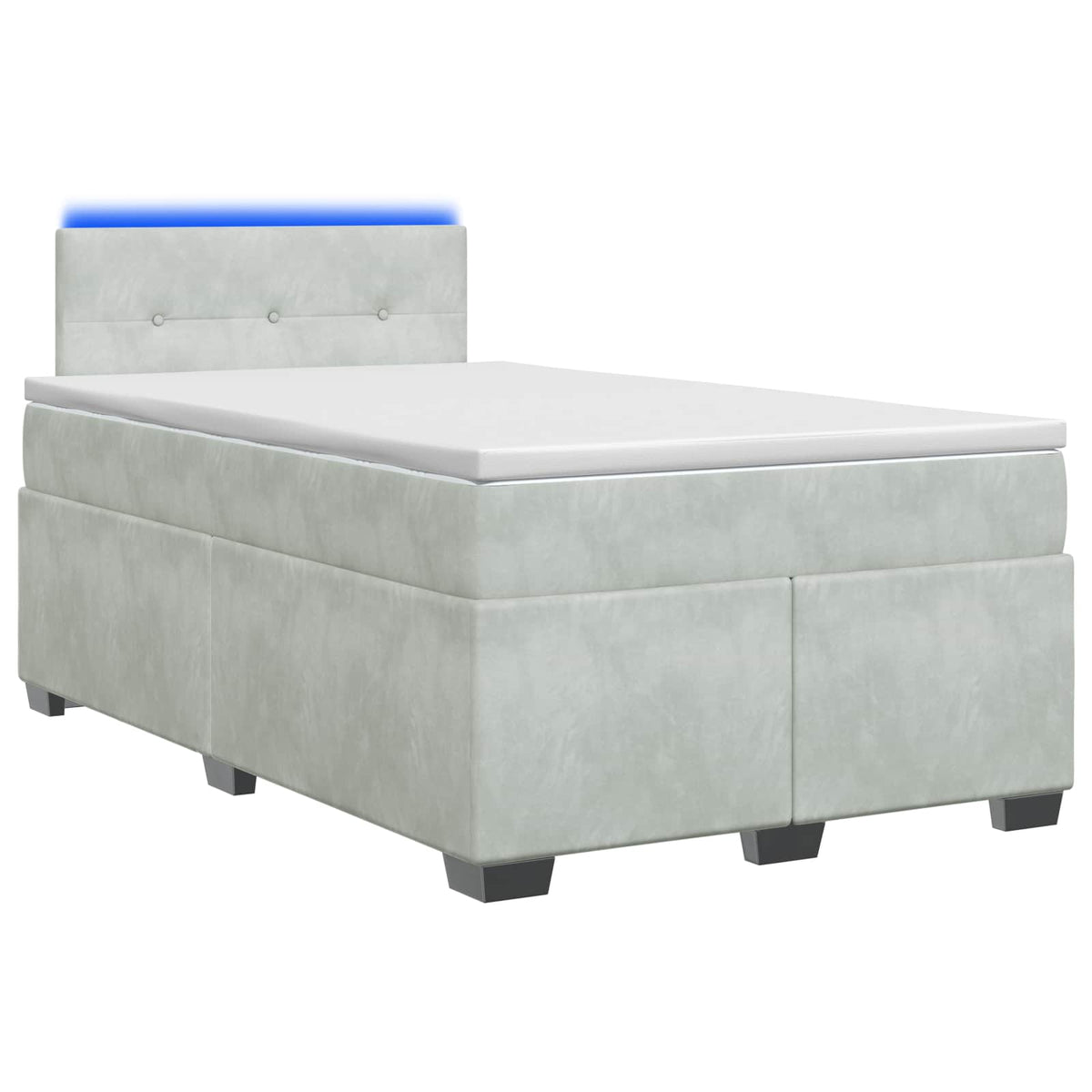 Boxspring Bed met Matras en LED Lichtgrijs 120 x 200 cm fluweel is nu te koop bij PeponiXL, paradijselijk wonen!