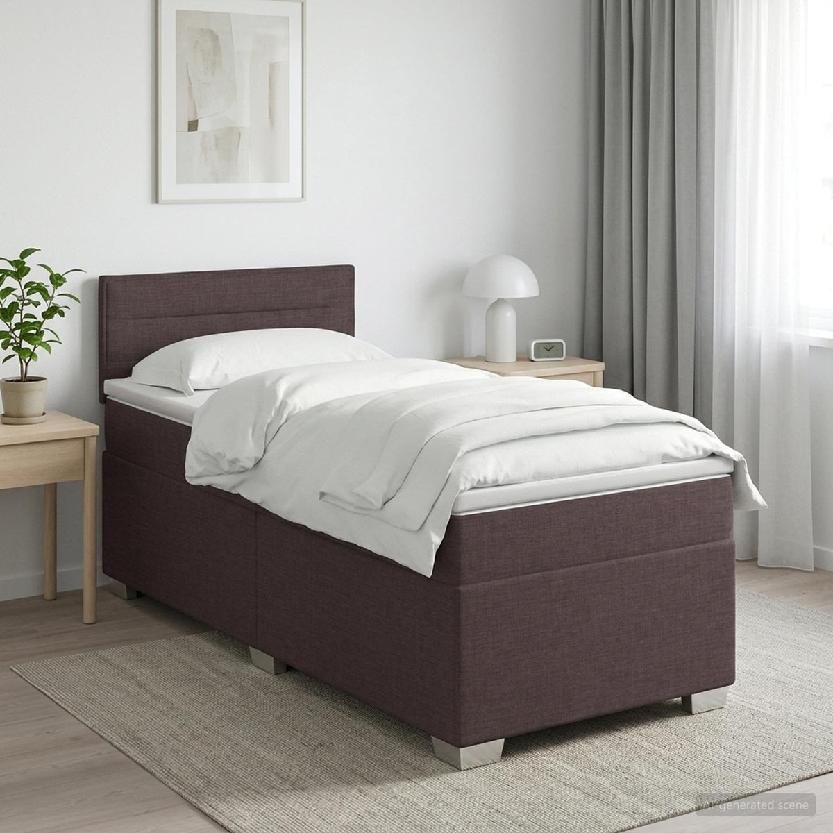 Boxspringbed met matras Donkerbruin 90 x 200 cm Stof is nu te koop bij PeponiXL, paradijselijk wonen!