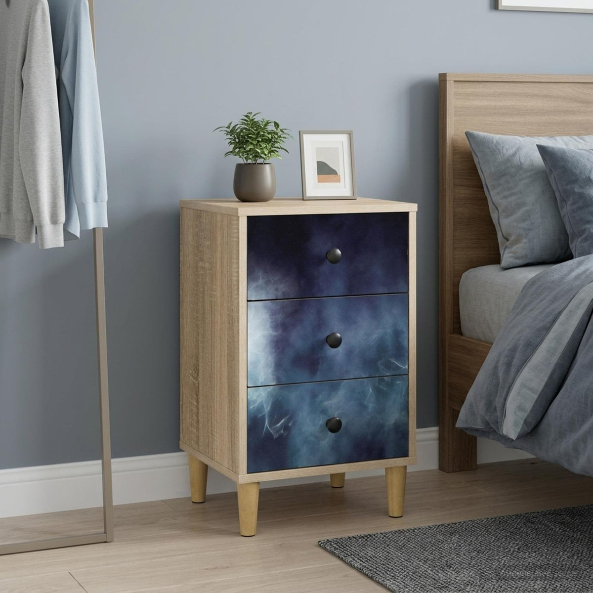 Nachtkastje RAALTE Sonoma Eiken 36 x 33 x 60 cm Bewerkt hout is nu te koop bij PeponiXL, paradijselijk wonen!