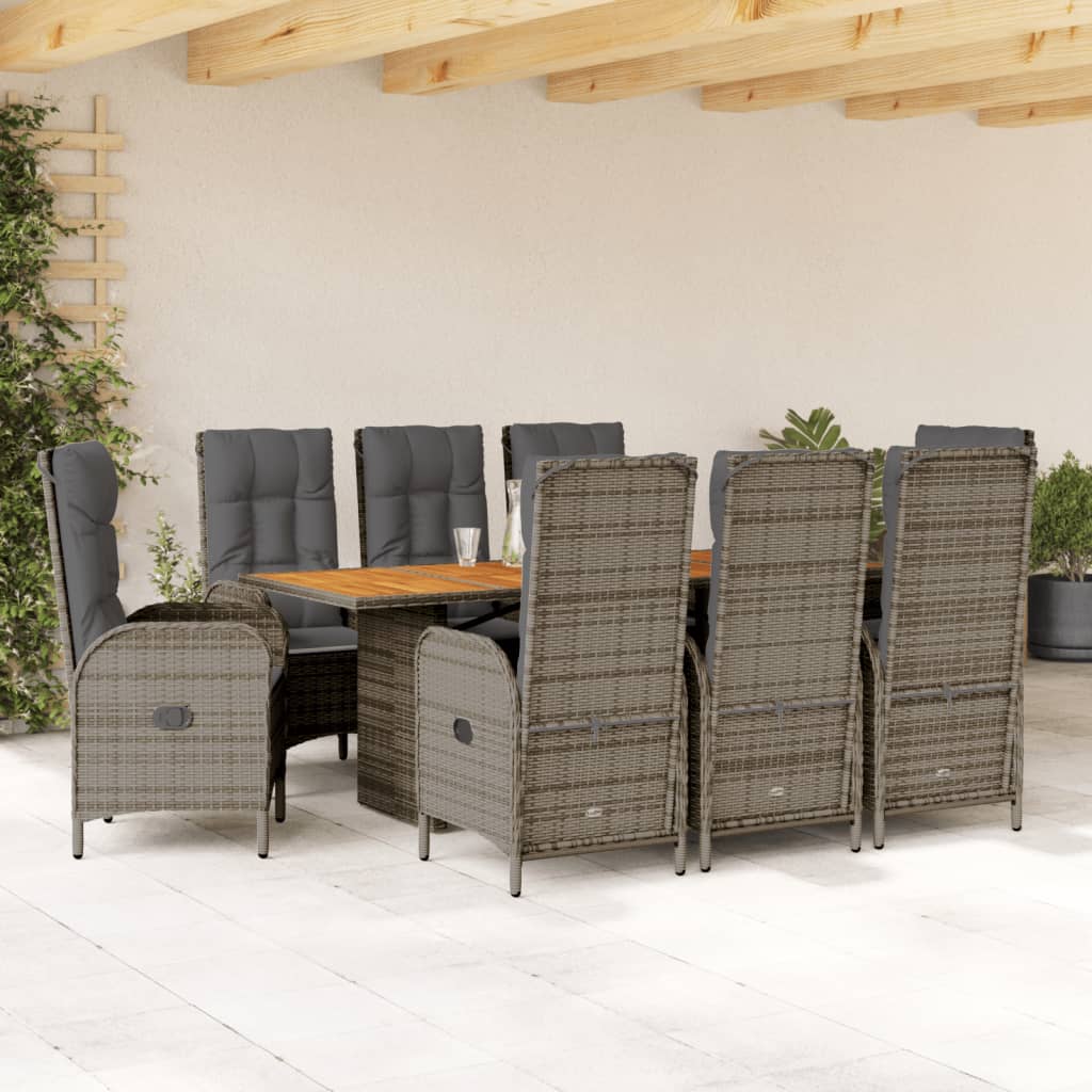 9-delige Tuinset met kussens poly rattan grijs is nu te koop bij PeponiXL, paradijselijk wonen!