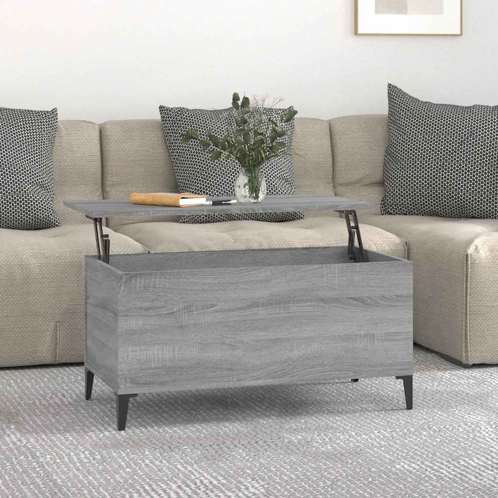 Salontafel 90x44,5x45 cm bewerkt hout grijs sonoma eikenkleurig is nu te koop bij PeponiXL, paradijselijk wonen!