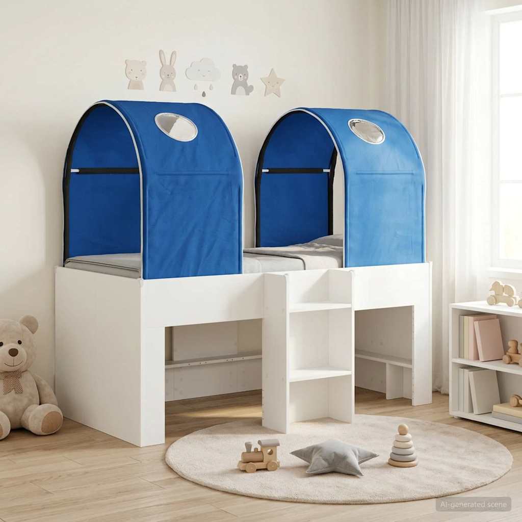 Bed met Tunnel 3 st Wit en Blauw Bewerkt hout is nu te koop bij PeponiXL, paradijselijk wonen!