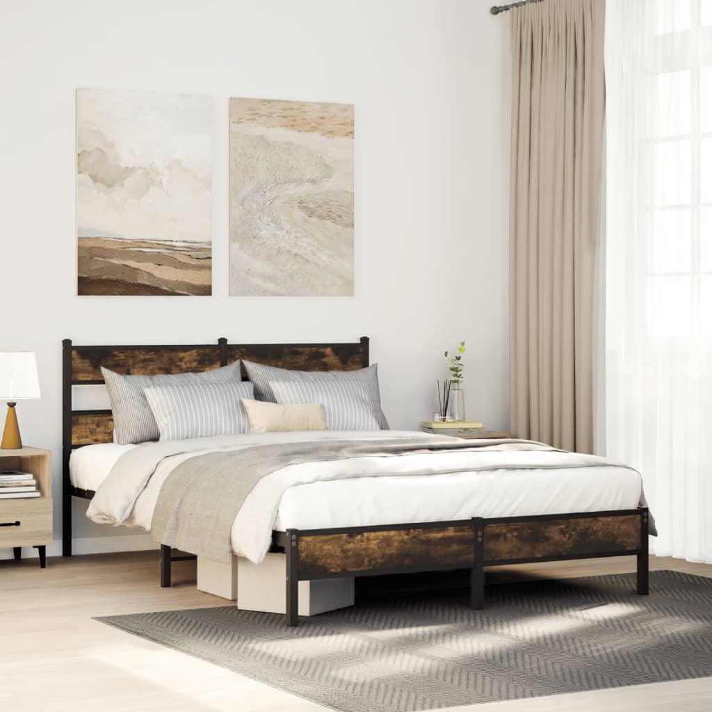 Bedframe zonder matras hout gerookt eikenkleurig 107x200 cm is nu te koop bij PeponiXL, paradijselijk wonen!
