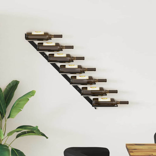 Wijnrek voor 7 flessen wandmontage metaal zwart is nu te koop bij PeponiXL, paradijselijk wonen!