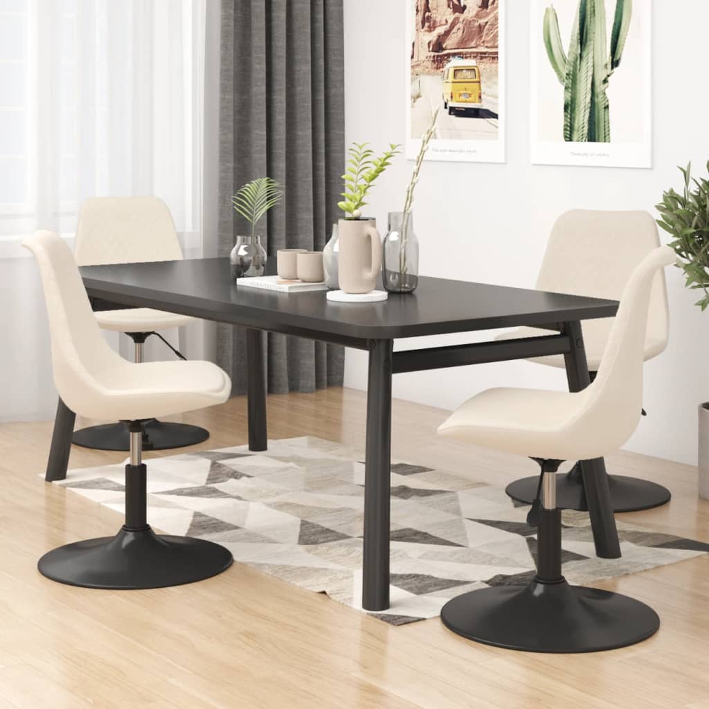 Eetkamerstoelen draaibaar 4 st fluweel crèmekleurig is nu te koop bij PeponiXL, paradijselijk wonen!