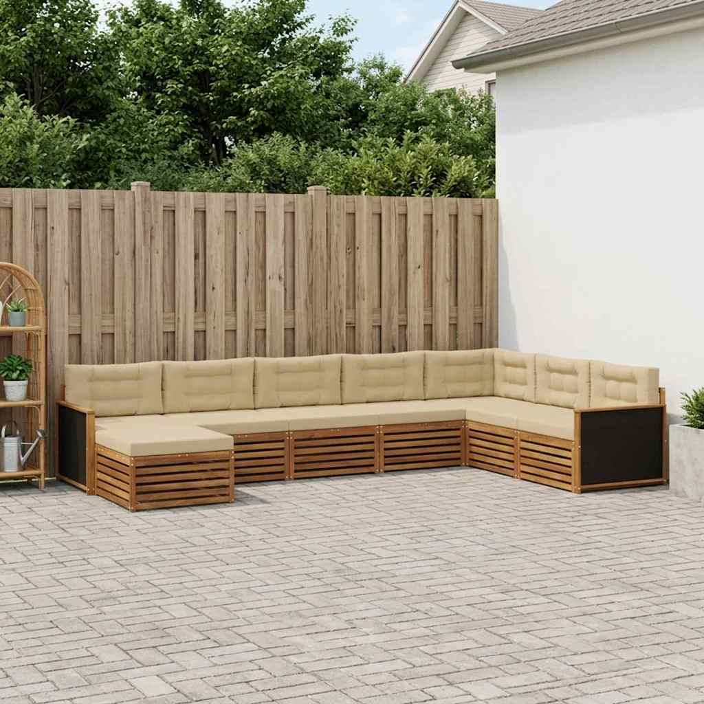 Buiten bankenset met kussen 8 pcs Natuurlijk en Beige is nu te koop bij PeponiXL, paradijselijk wonen!