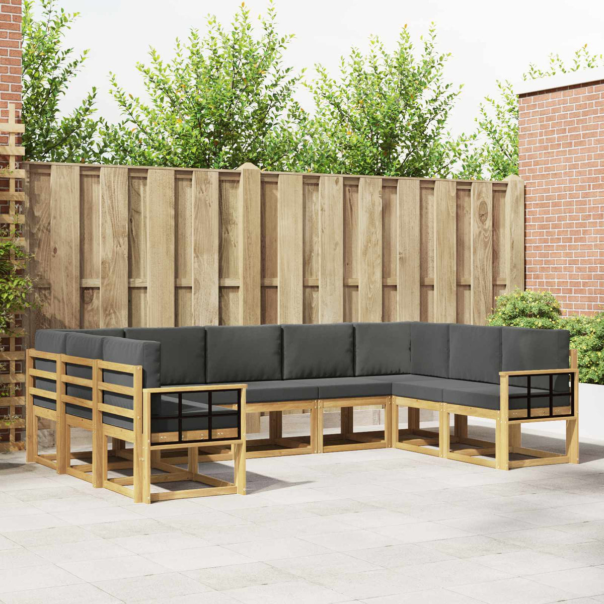 Buiten bankenset met kussen 9 pcs Wit en antracietkleurig is nu te koop bij PeponiXL, paradijselijk wonen!