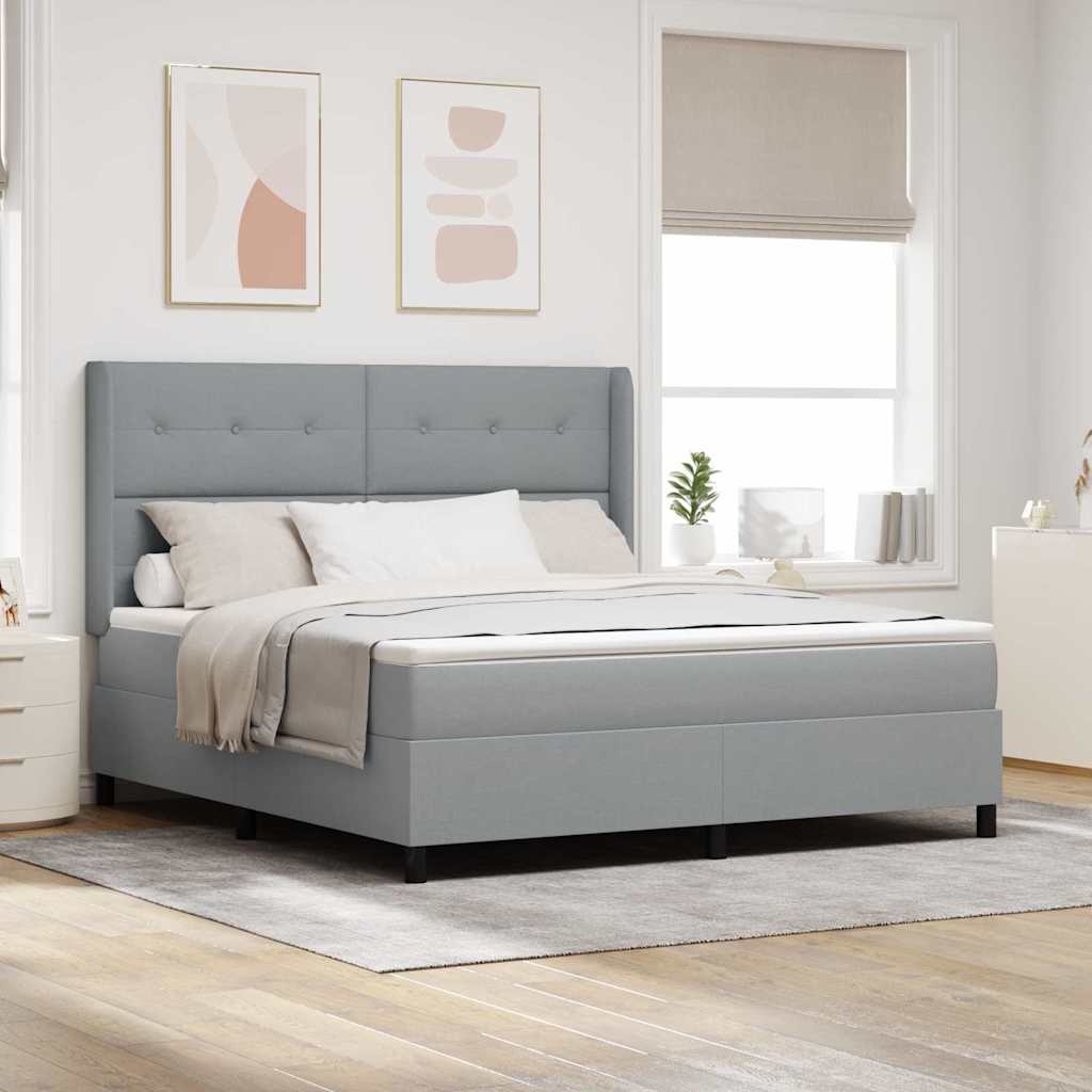 LED Box Spring Bed met matras Lichtgrijs 180 x 200 cm Stof is nu te koop bij PeponiXL, paradijselijk wonen!