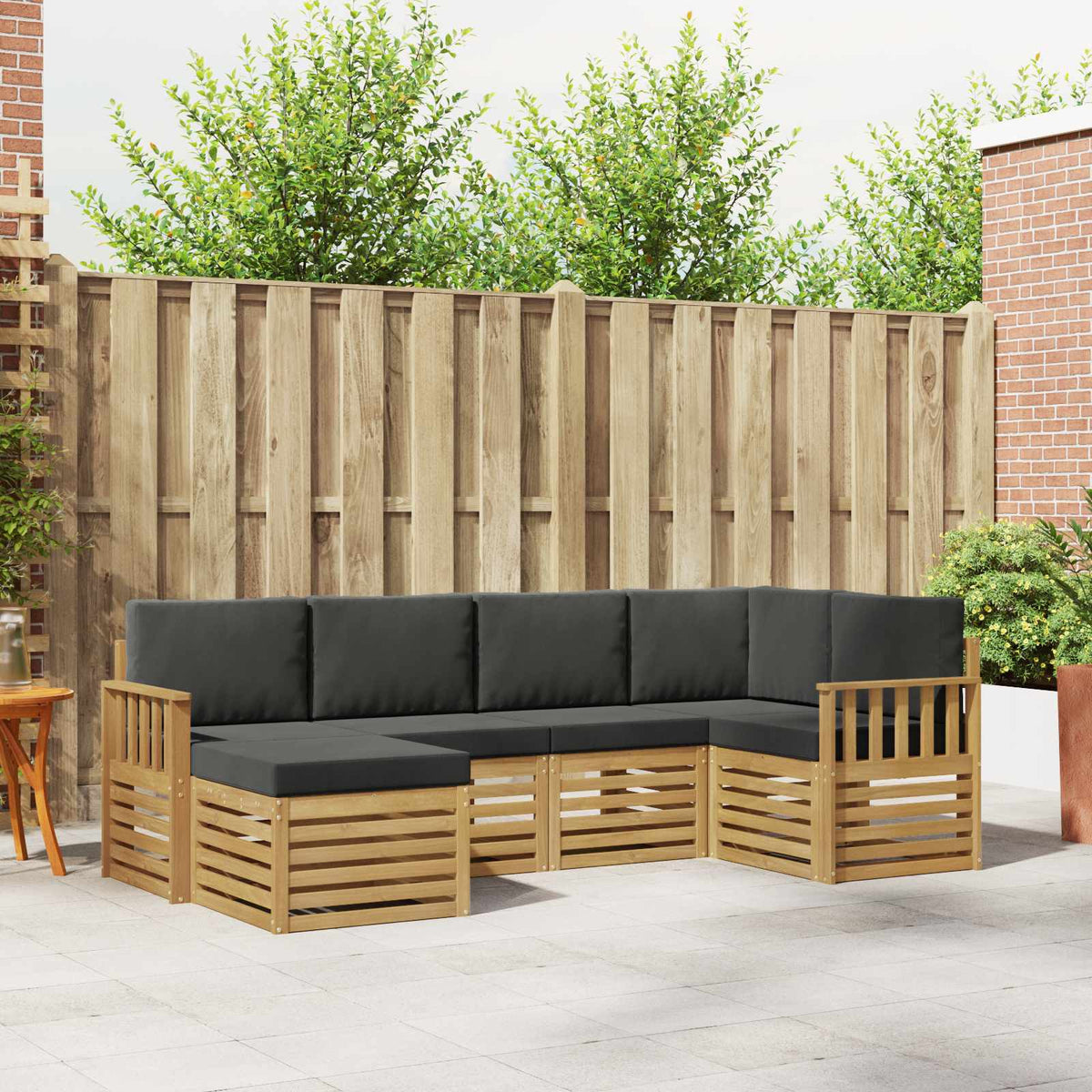 Buiten bankenset 6 pcs Wit en antracietkleurig Polyester is nu te koop bij PeponiXL, paradijselijk wonen!