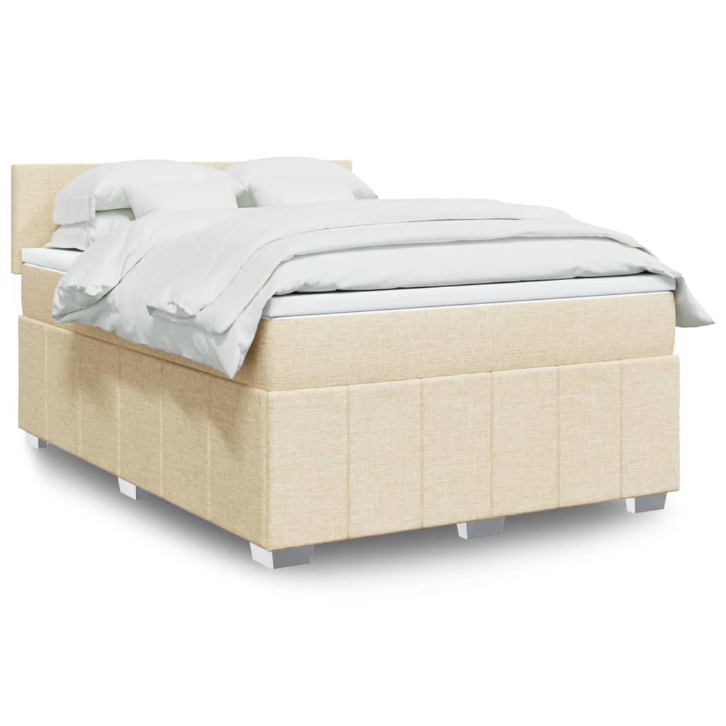 Boxspring met matras stof crèmekleurig 160x200 cm is nu te koop bij PeponiXL, paradijselijk wonen!